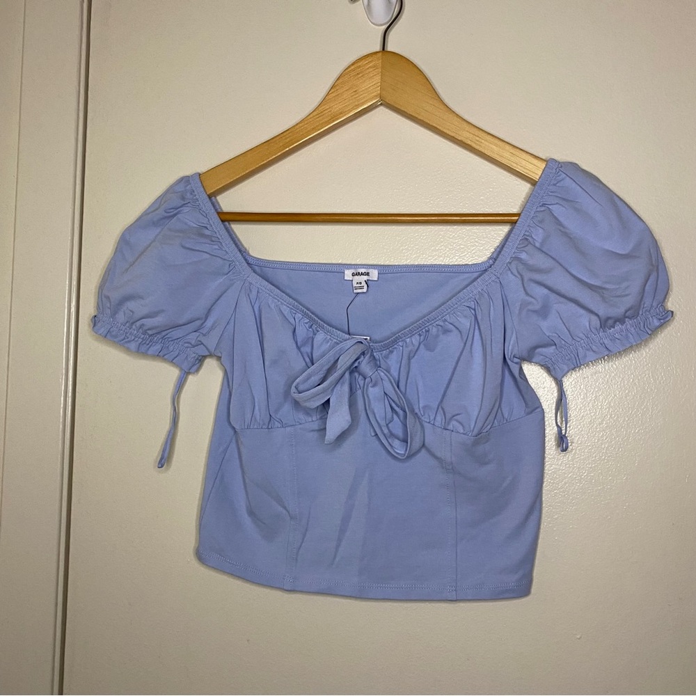 GARAGE NWT Baby Blue Tie Top